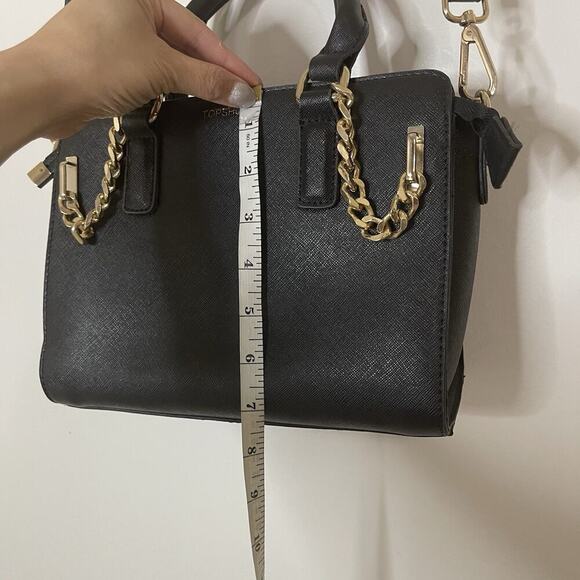 TOPSHOP black shoulder handbag gold chain removable strap - Picture 4 of 8